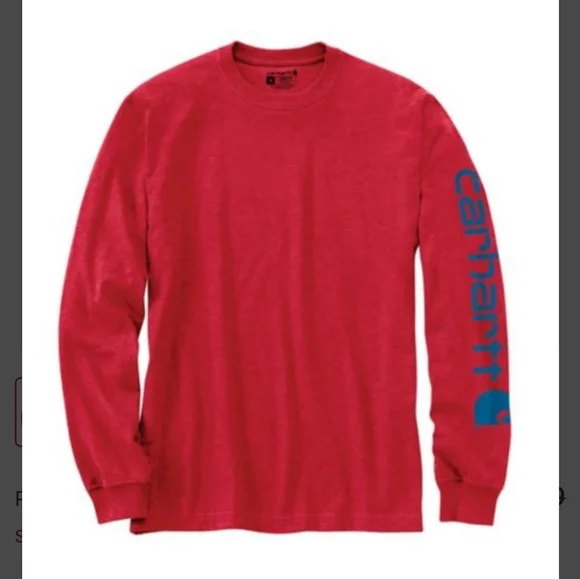 Carhartt Loose-Fit Heavyweight Logo Sleeve Graphic Long-Sleeve T-Shirt for Men - Picture 1 of 4